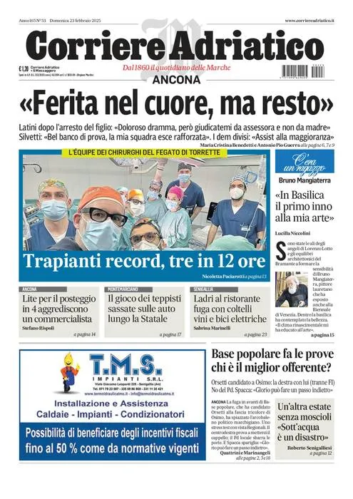 Prima-pagina-corriere adriatico-edizione-di-oggi-23-02-2025